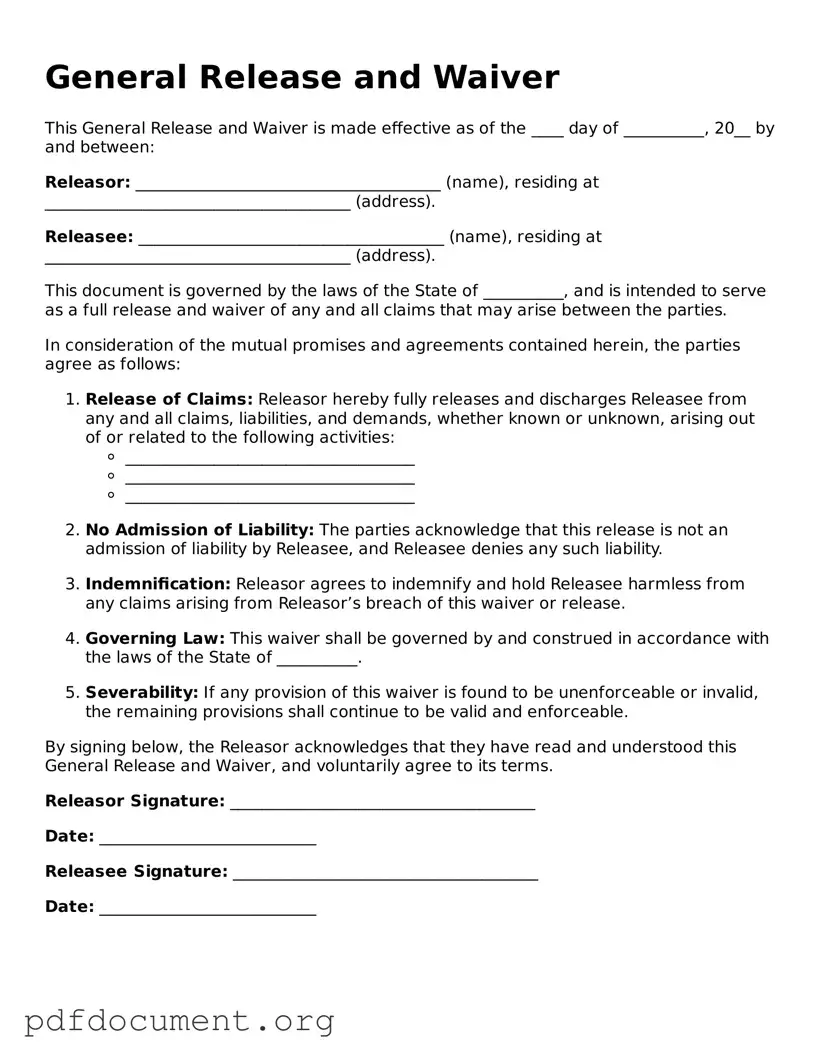 Attorney-Approved General Release and Waiver Template