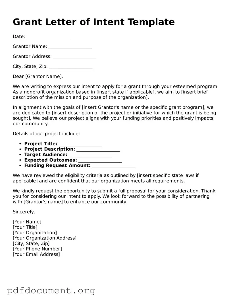 Attorney-Approved Grant Letter of Intent Template