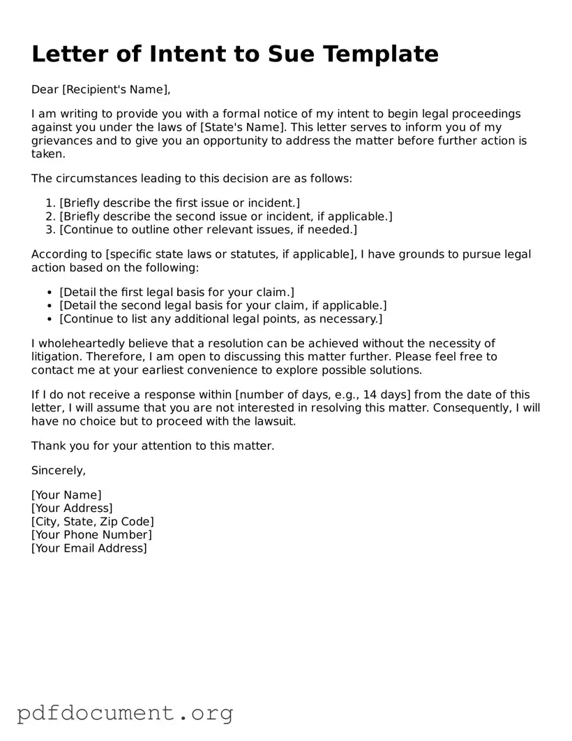 Attorney-Approved Letter of Intent to Sue Template