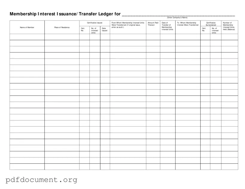 Fill Out Your Membership Ledger Form