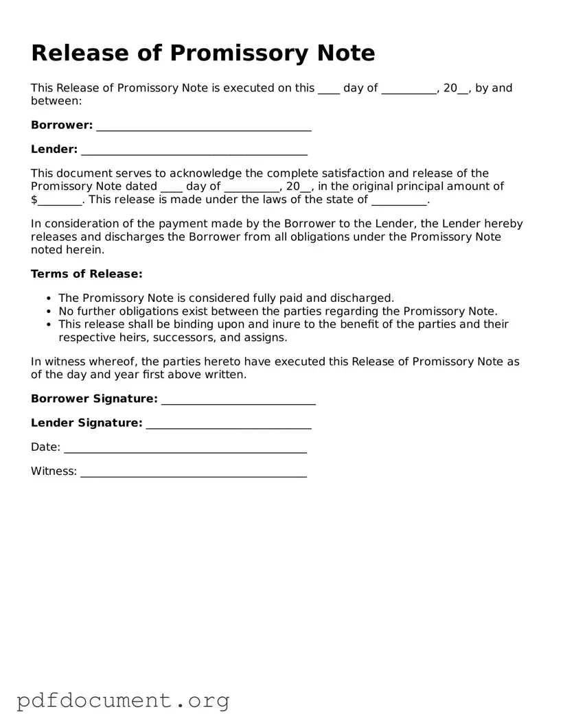 Attorney-Approved Release of Promissory Note Template