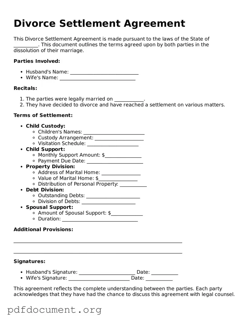Attorney-Approved Divorce Settlement Agreement Template
