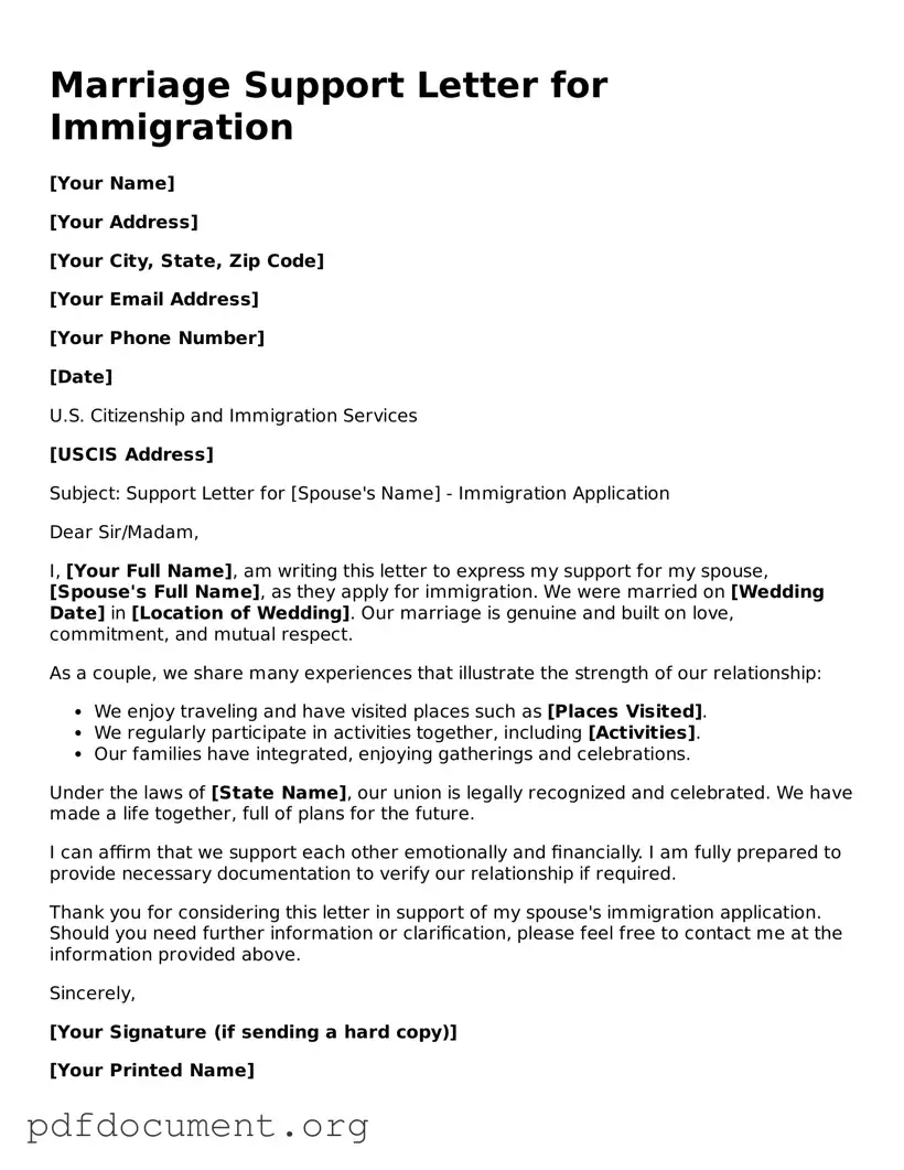 Attorney-Approved Marriage Support Letter for Immigration Template