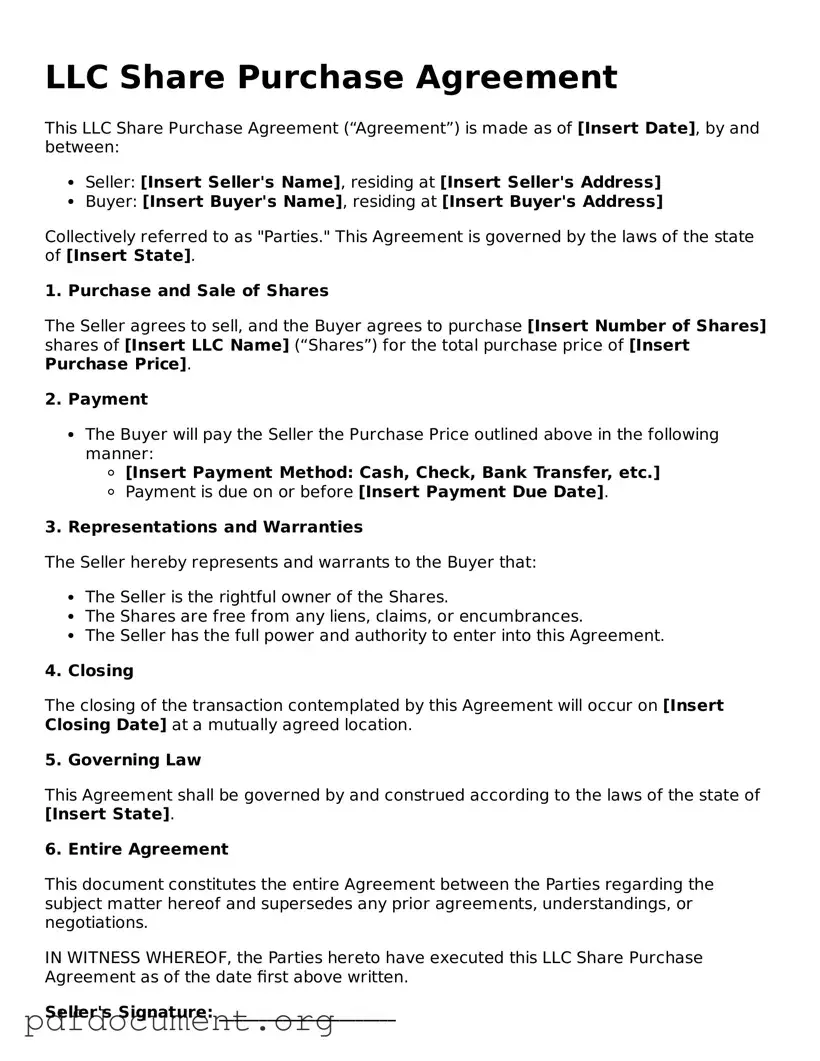 Attorney-Approved LLC Share Purchase Agreement Template