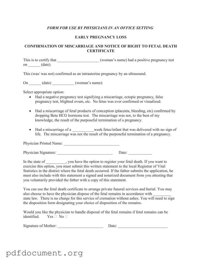 Fill Out Your Miscarriage Discharge Paper Form