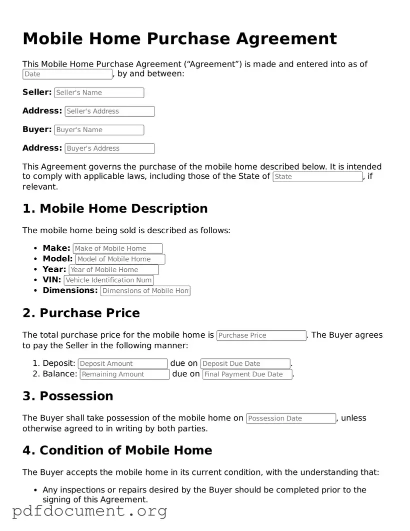 Attorney-Approved Mobile Home Purchase Agreement Template