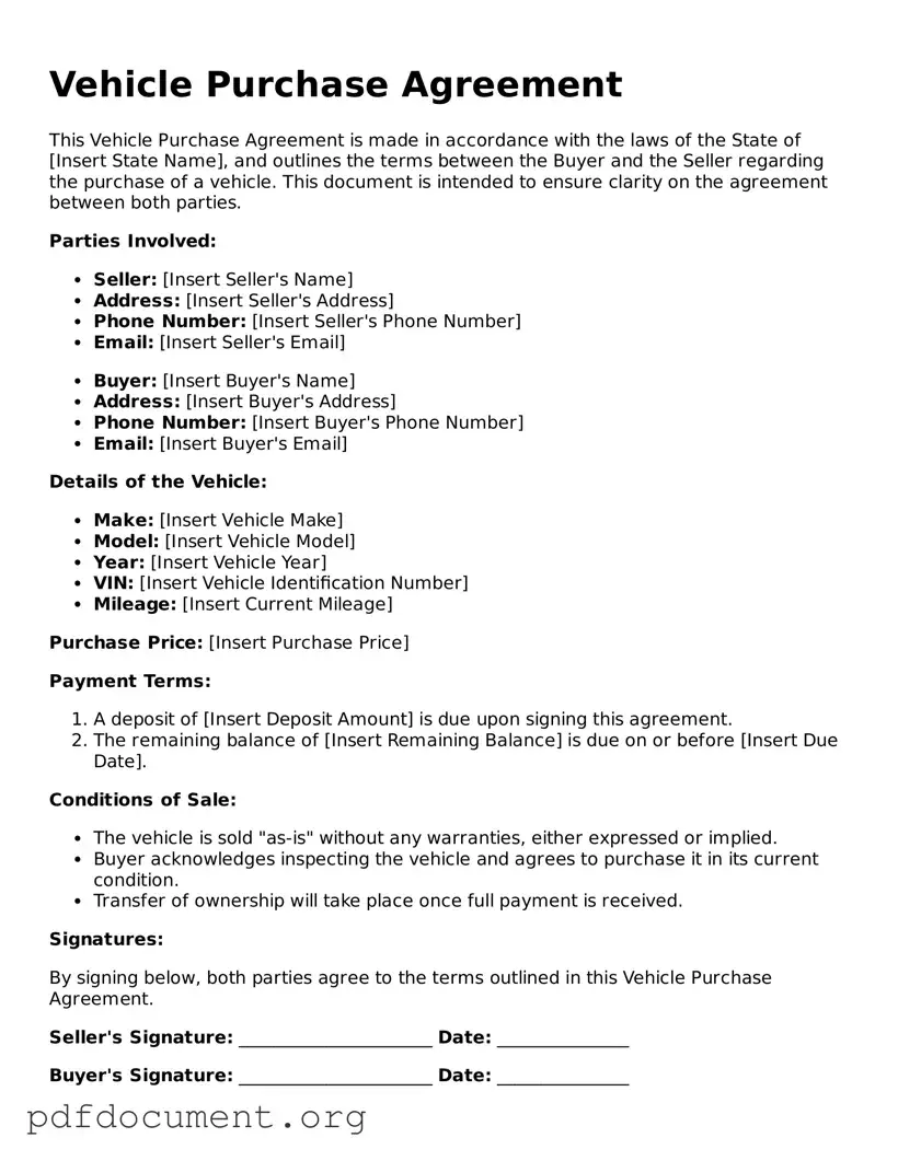 Attorney-Approved Vehicle Purchase Agreement Template