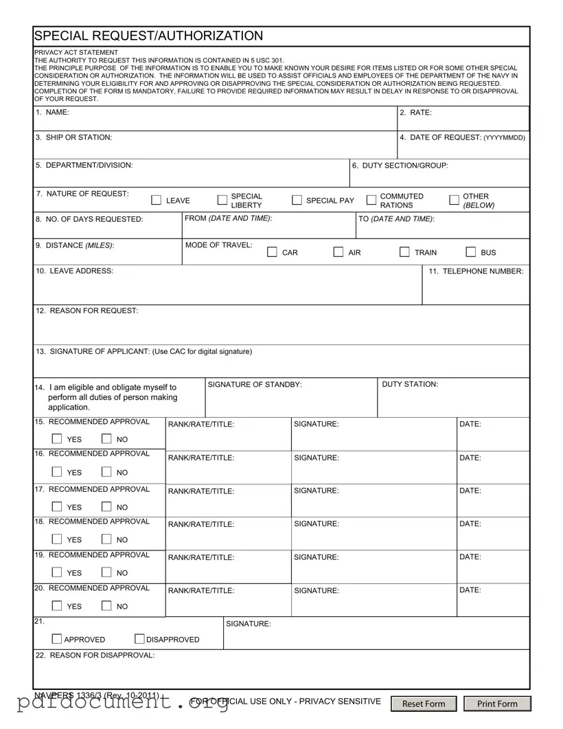 Fill Out Your Navpers 1336 3 Form