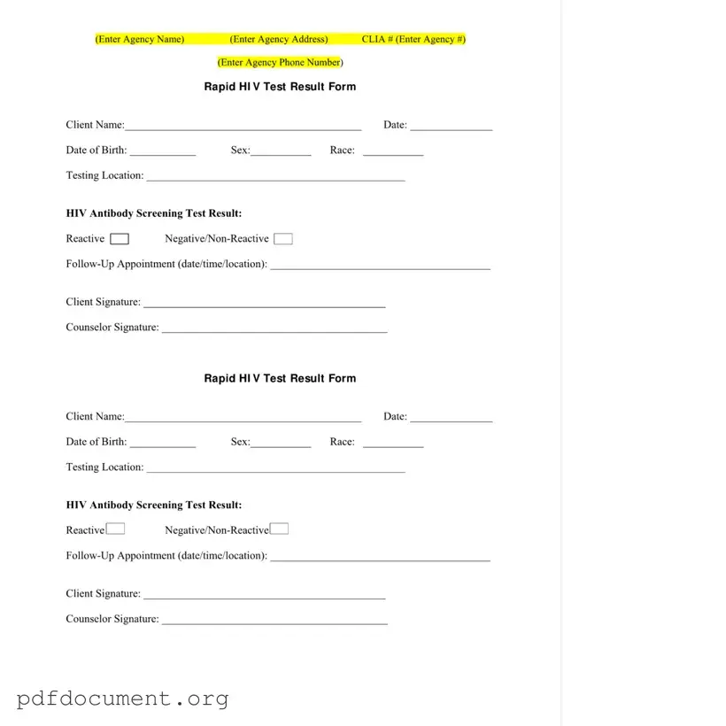 Fill Out Your Negative Hiv Test Form