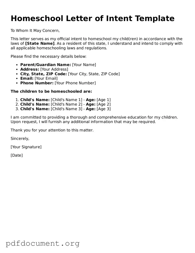 Attorney-Approved Homeschool Letter of Intent Template