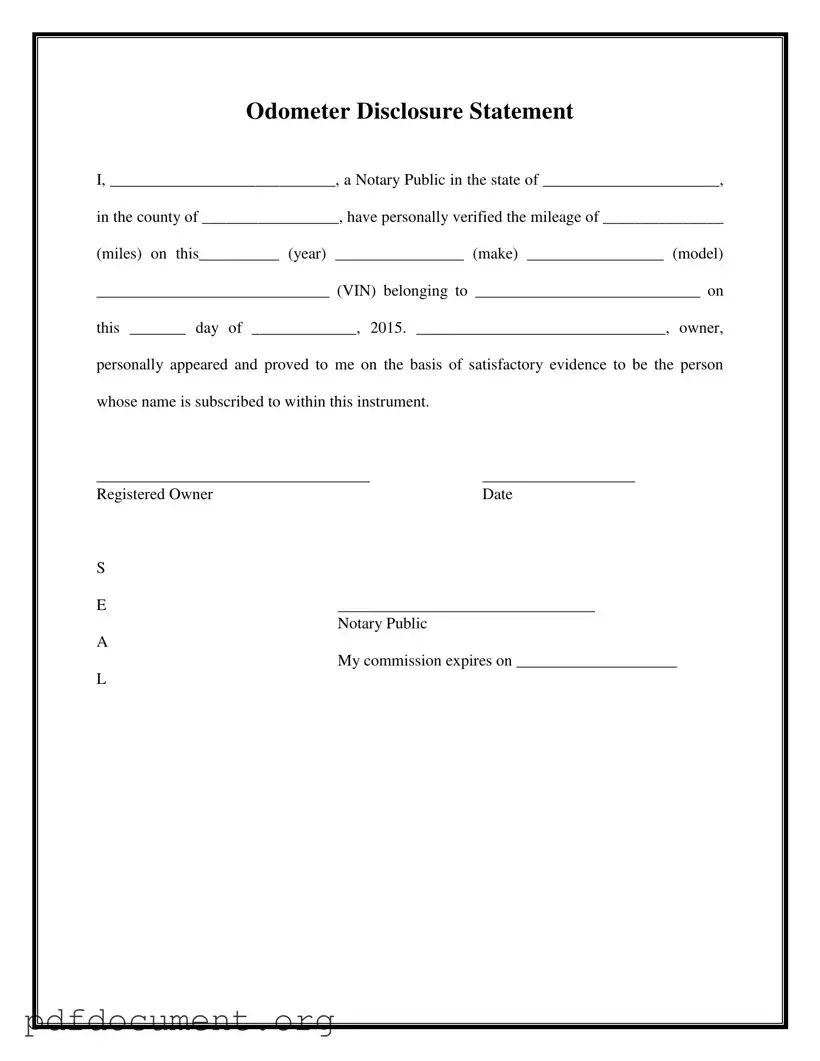 Fill Out Your Notarized Odometer Statement Form