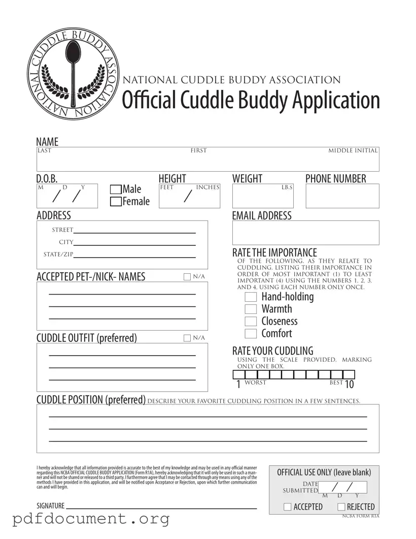 Fill Out Your Cuddle Buddy Application Form