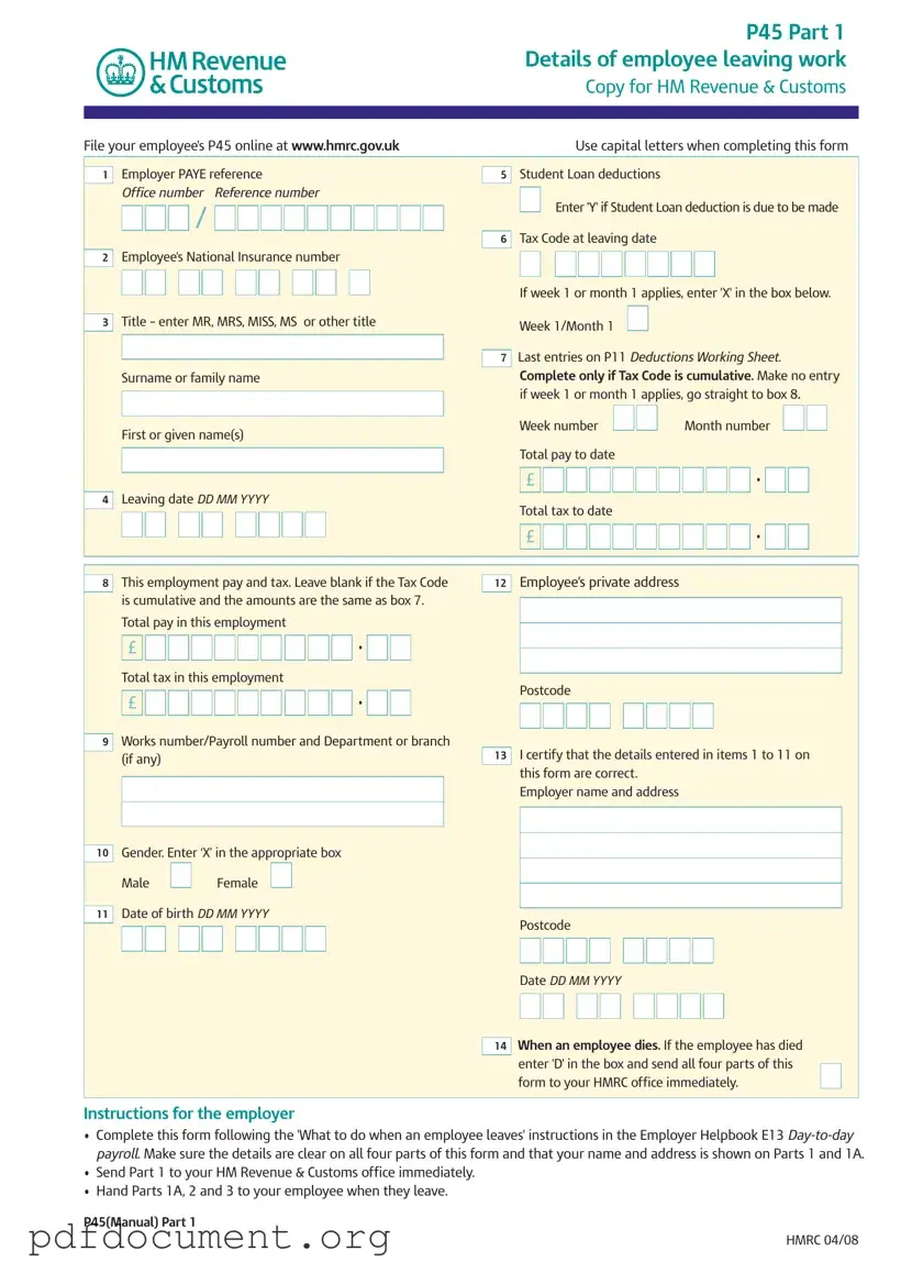 Fill Out Your P 45 It Form