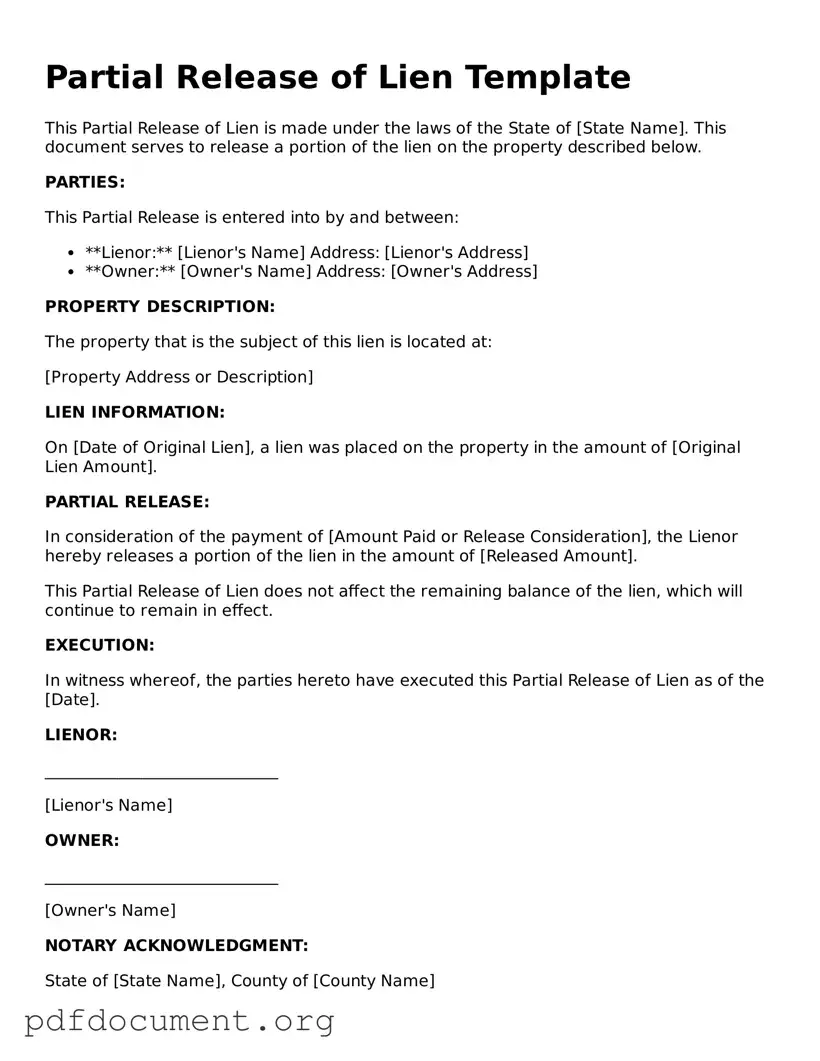 Attorney-Approved Partial Release of Lien Template