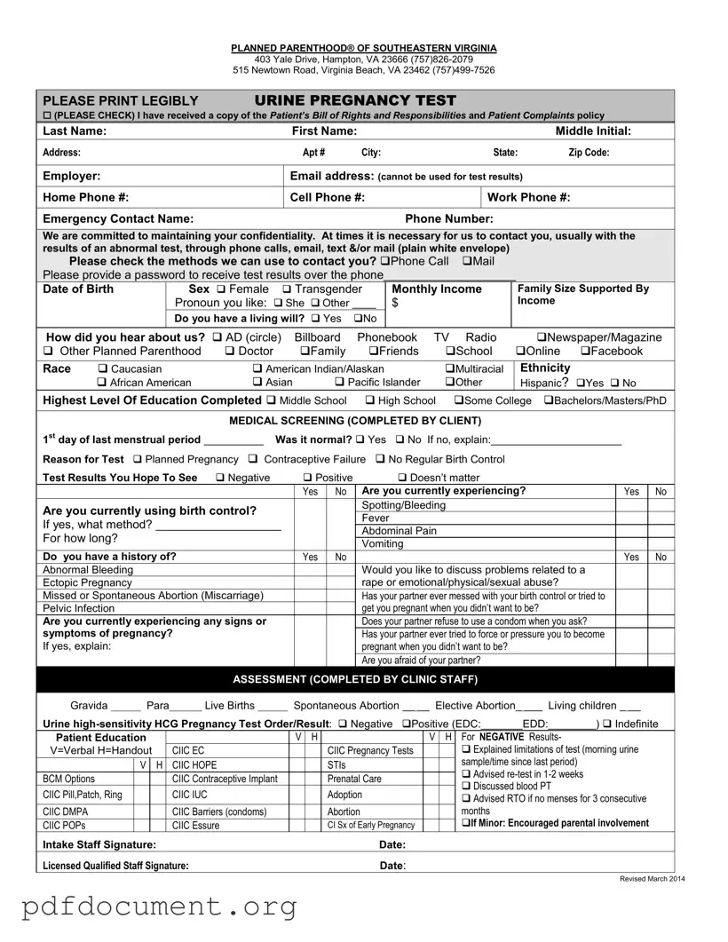 Fill Out Your Planned Parenthood Proof Form