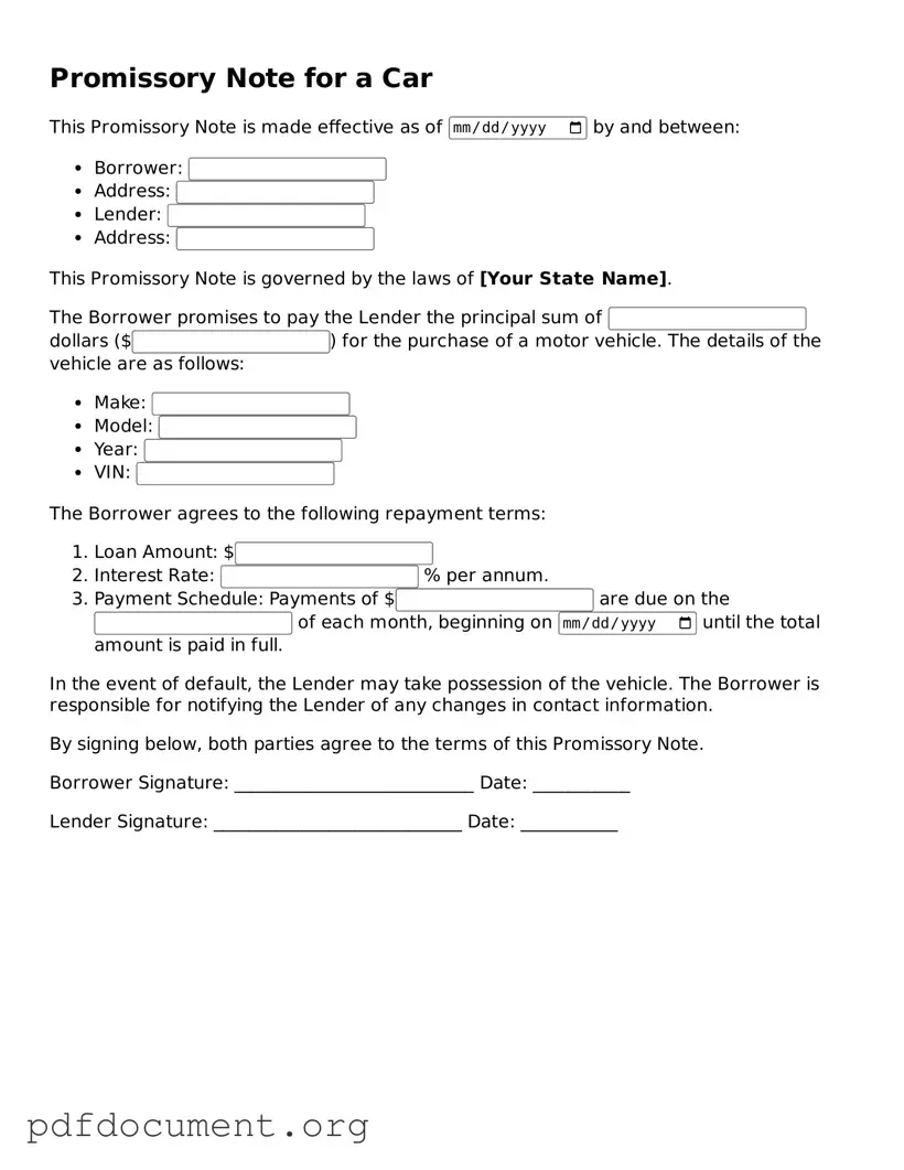 Attorney-Approved Promissory Note for a Car Template