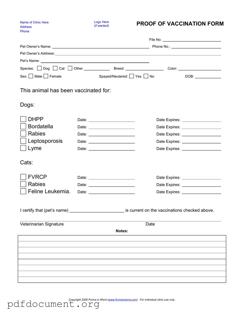 Fill Out Your Proof Of Vaccination Dog Form