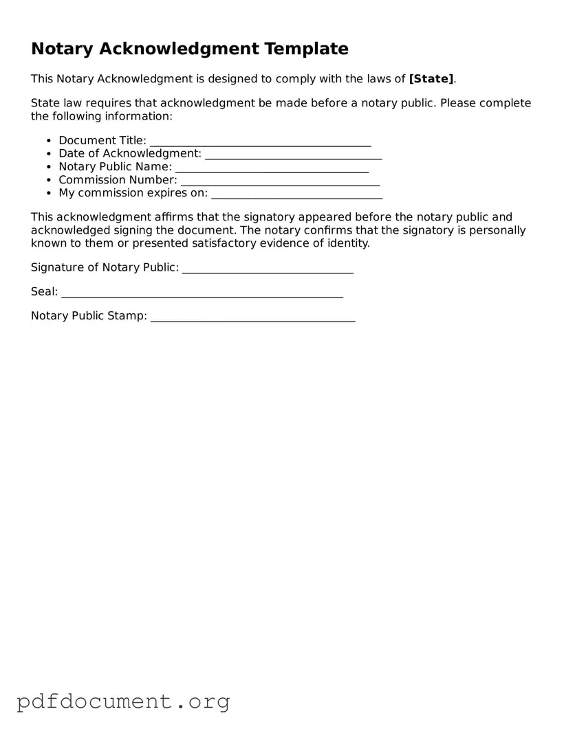 Attorney-Approved Notary Acknowledgement Template
