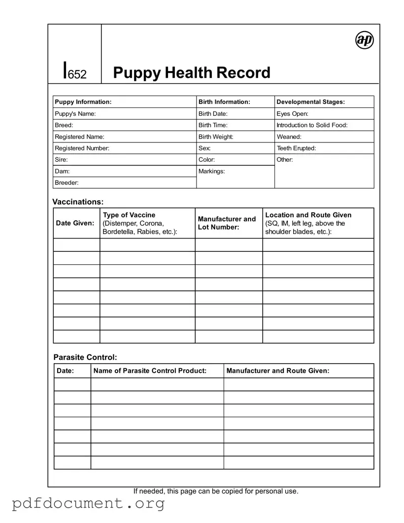 Fill Out Your Puppy Health Record Form