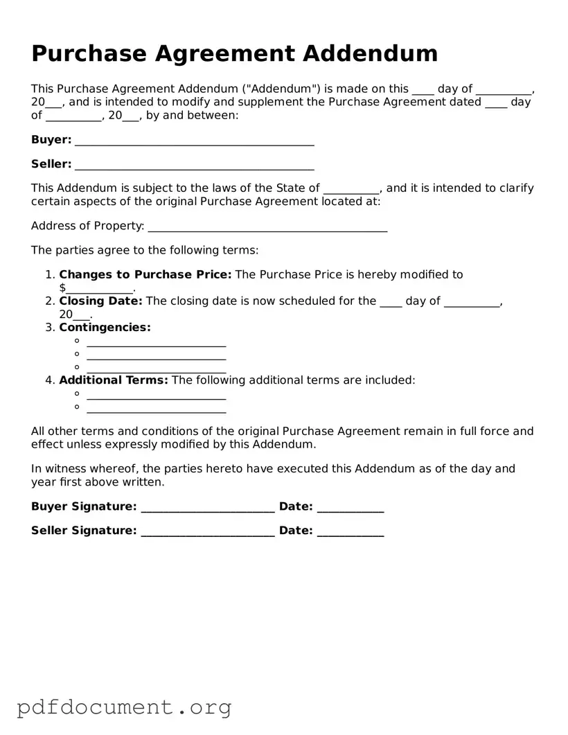 Attorney-Approved Purchase Agreement Addendum Template