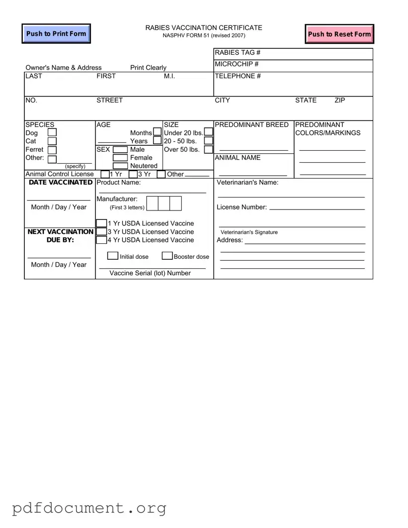 Fill Out Your Rabies Certificate Form