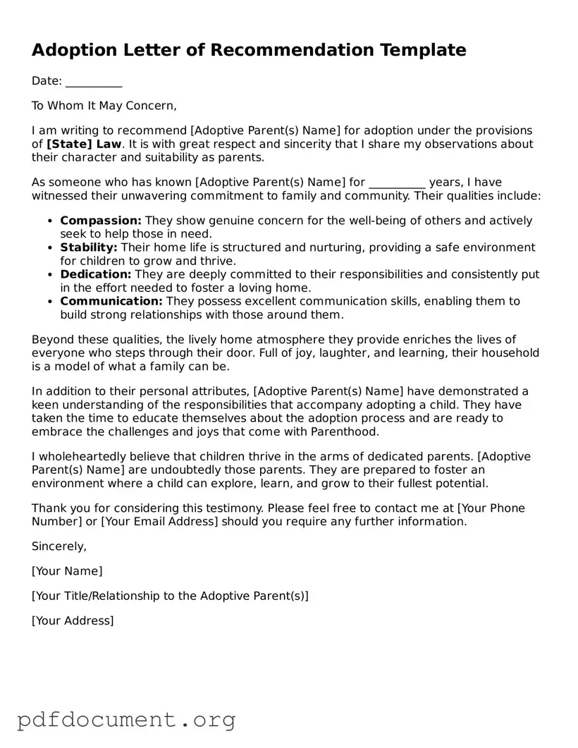 Attorney-Approved Adoption Letter of Recommendation Template