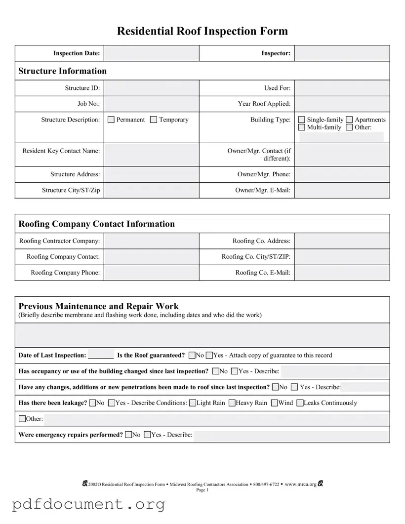 Fill Out Your Roof Inspection Form