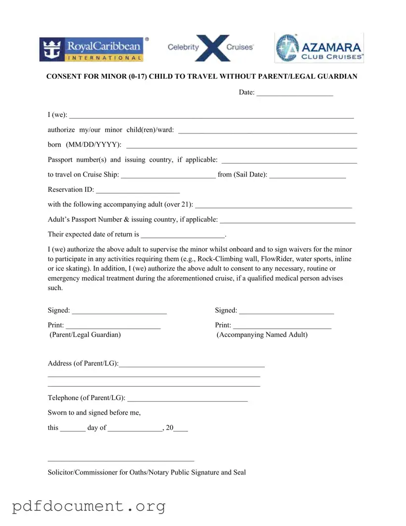 Fill Out Your Royal Caribbean Parental Consent Form
