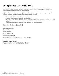 Attorney-Approved Single Status Affidavit Template