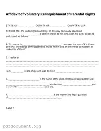 Fill Out Your Affidavit Parental Rights Form