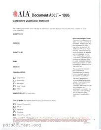 Fill Out Your AIA A305 Form