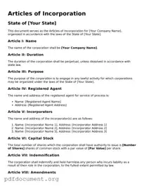 Attorney-Approved Articles of Incorporation Template