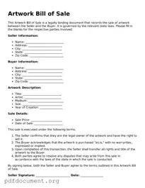 Attorney-Approved Artwork Bill of Sale Template