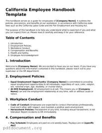 Blank Employee Handbook Form for California State