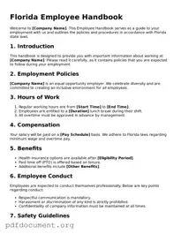 Blank Employee Handbook Form for Florida State