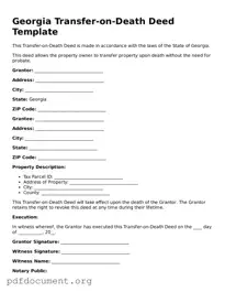 Blank Transfer-on-Death Deed Form for Georgia State