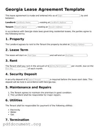 Blank Lease Agreement Form for Georgia State