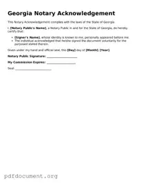 Blank Notary Acknowledgement Form for Georgia State
