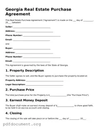 Blank Real Estate Purchase Agreement Form for Georgia State
