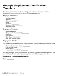 Blank Employment Verification Form for Georgia State