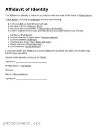 Attorney-Approved Affidavit of Identity Template