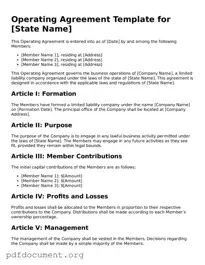 Attorney-Approved Operating Agreement Template