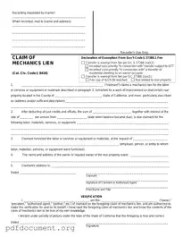 Fill Out Your Mechanics Lien California Form