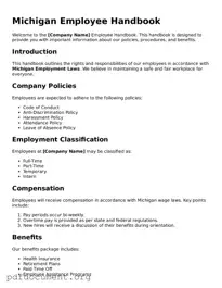 Blank Employee Handbook Form for Michigan State