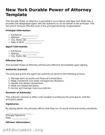 Blank Durable Power of Attorney Form for New York State