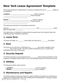 Blank Lease Agreement Form for New York State