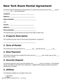 Blank Room Rental Agreement Form for New York State