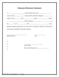 Fill Out Your Notarized Odometer Statement Form