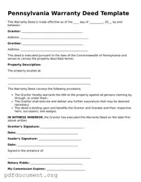 Blank Deed Form for Pennsylvania State