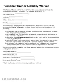 Attorney-Approved Personal Trainer Liability Waiver Template